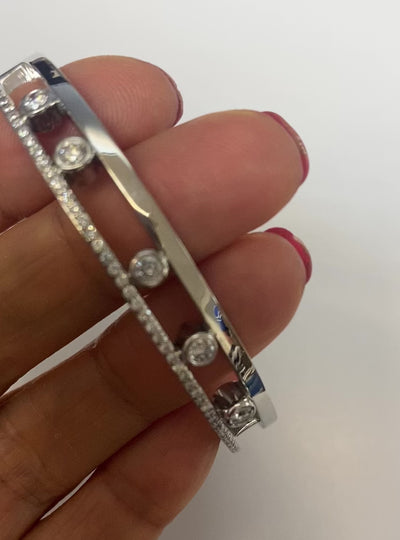 Diamond Bangle Bracelet 18K White Gold 0.75 ct - TheNetJewele