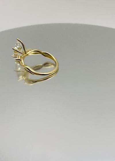 Marquise Lab Diamond Engagement Ring in 14K Yellow Gold