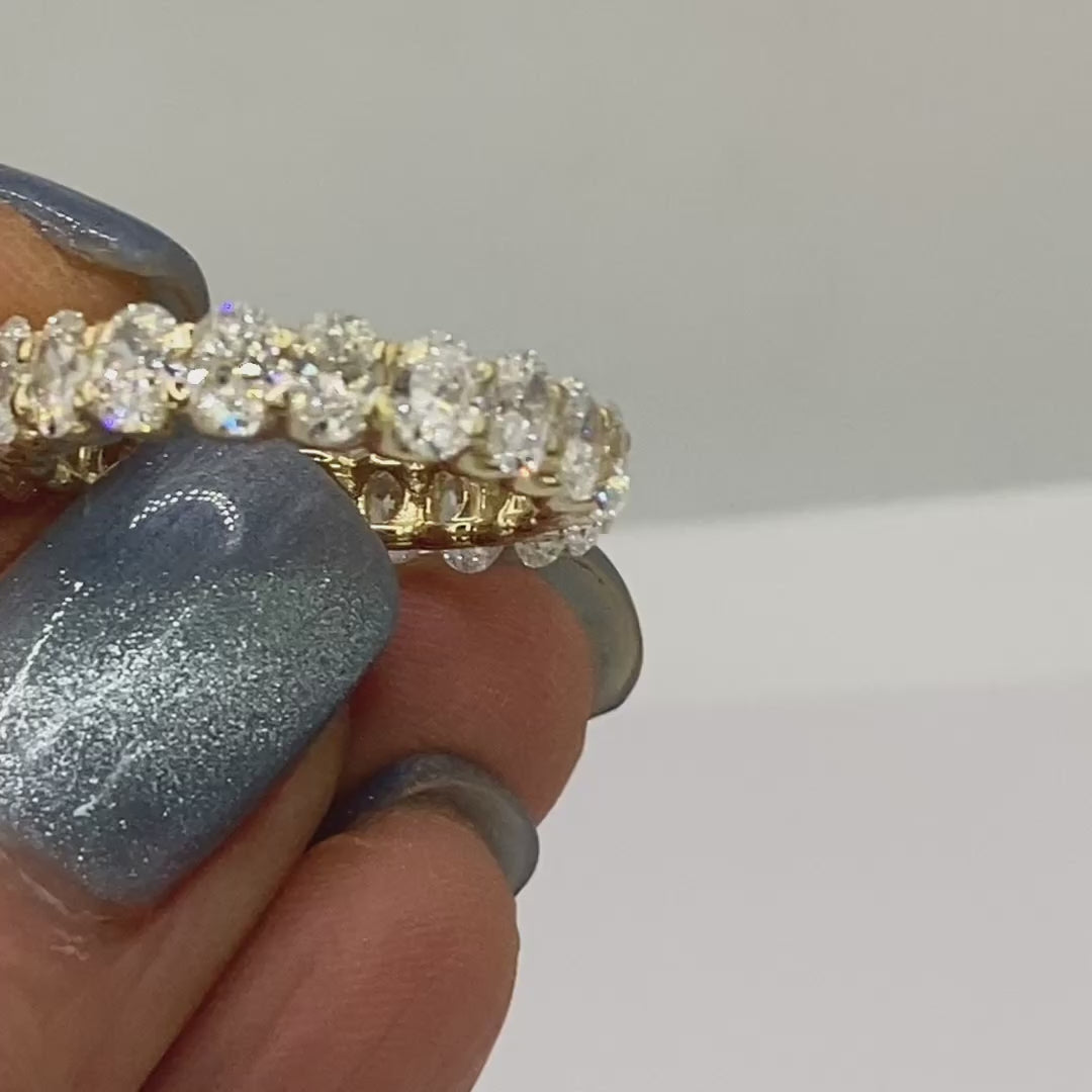 Lab Grown Diamond Oval Cut Eternity Ring in 14k Yellow Gold – VVS/E 2.52 ctw