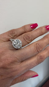 4 carat Lab Grown Diamond Split Shank Halo Engagement Ring