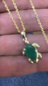 2.22 carat Pear Emerald Sea Turtle Necklace
