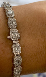 Radiant Cut Diamond Halo Bracelet 14k White Gold - The Net Jeweler