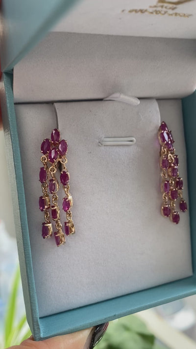 Rubies Drop Earrings 14k rose gold