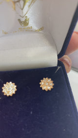 Petite Diamond Flower Stud Earrings
