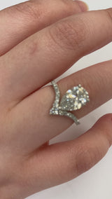 Pear cut Diamond V Shaped Engagement Ring