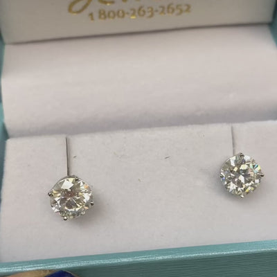 4.00 CTW Round Moissanite Solitaire Stud Earrings in 14K White Gold - Thenetjeweler