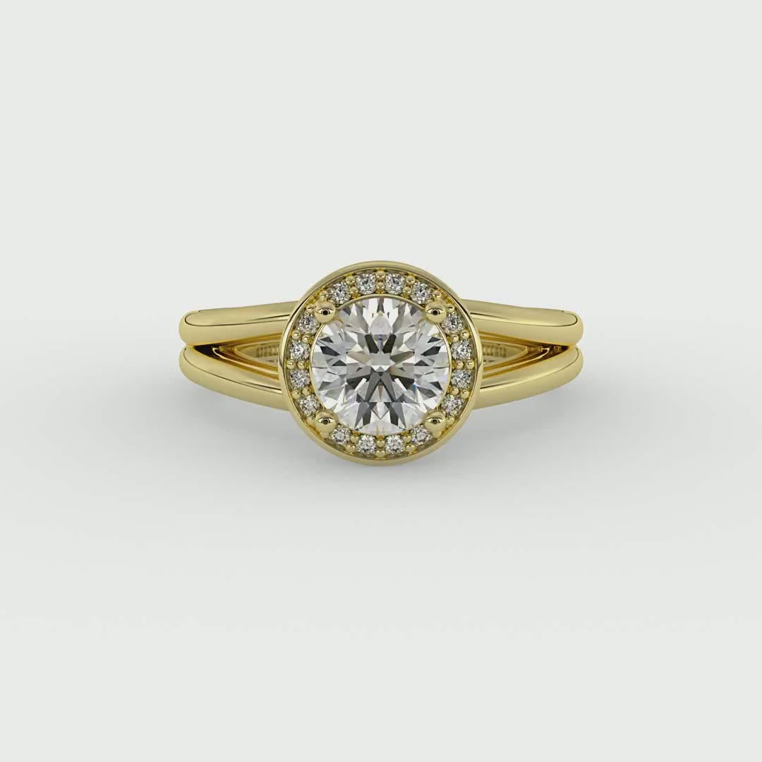 Diamond Halo Engagement Ring with Split Shank 14K - Thenetjeweler