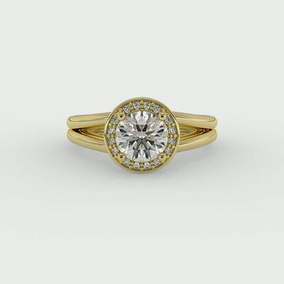 Diamond Halo Engagement Ring with Split Shank 14K - Thenetjeweler