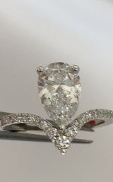 Pear cut Diamond V Shaped Engagement Ring