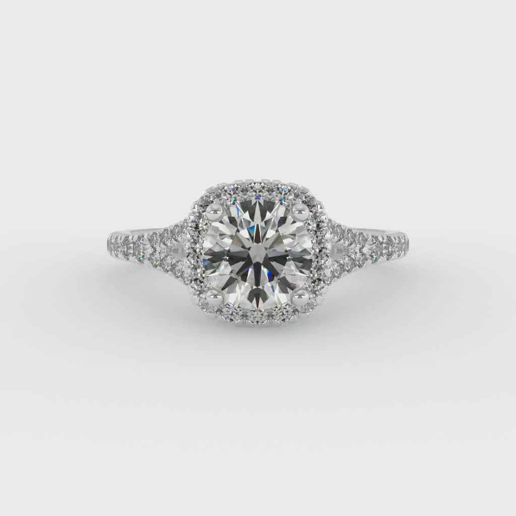 Cushion Halo Diamond Engagement Ring 0.50ctw - TheNetJeweler