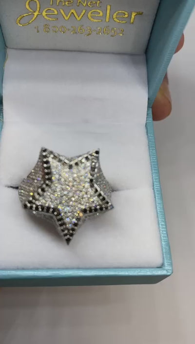 Luxury Mens Diamond 3D Star Ring - thenetjeweler