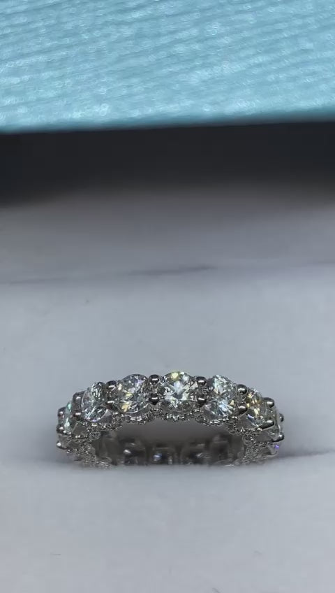 7.5 Carat U Prong Pave  Round Diamond Eternity Band |- TheNetJeweler