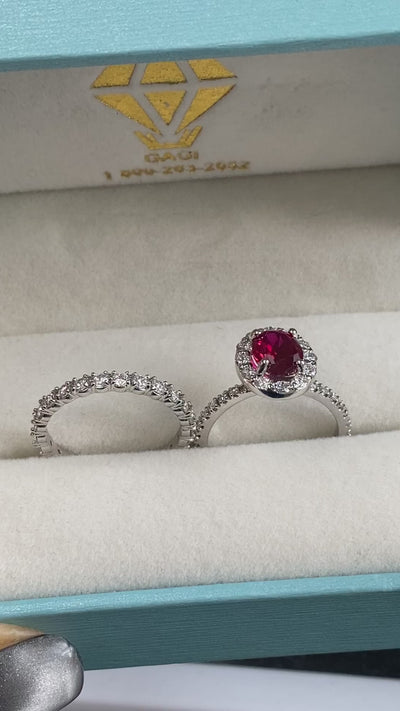 Ruby Engagement Ring Bridal Set - Thenetjeweler