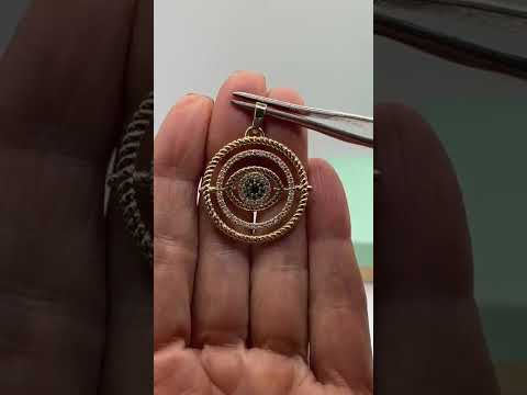 14K Gold Evil Eye Pendant with Diamond and Emeralds - Thenetjeweler