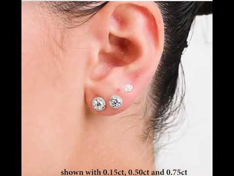 14K Gold Martini Cup Diamond Halo Stud Earrings | Thenetjeweler