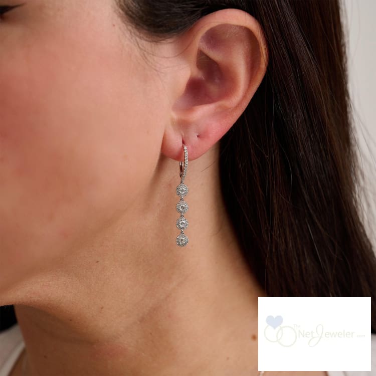 Quadruple Halo Dangle Diamond Earrings-RNB Jewellery
