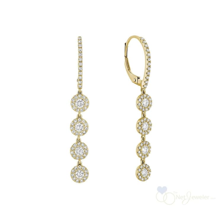 Quadruple Halo Dangle Diamond Earrings-RNB Jewellery