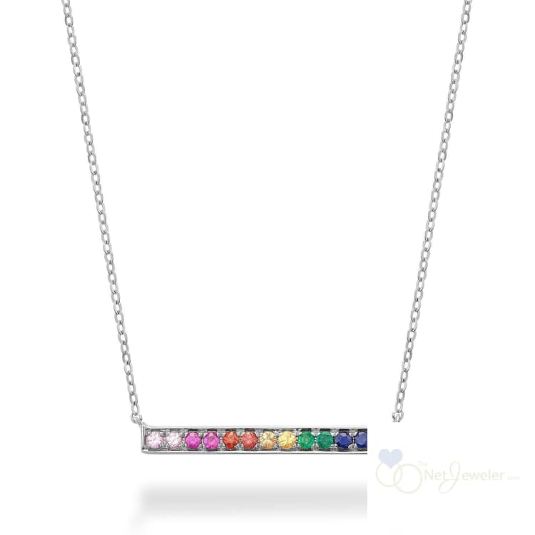 White Gold Rainbow Bar Necklace-RNB Jewellery