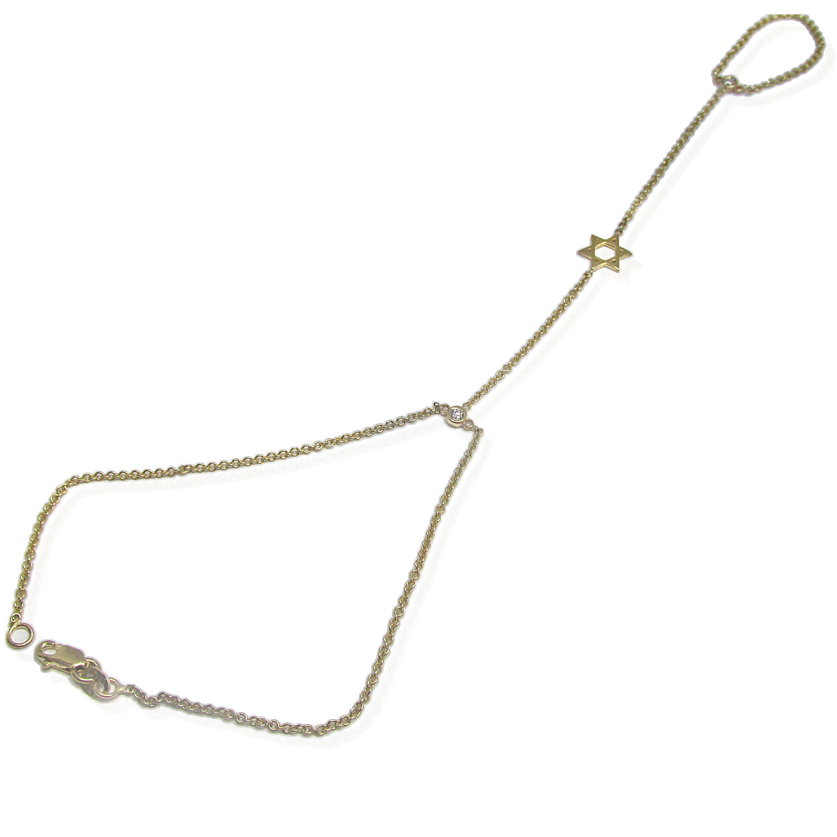 14K Yellow Gold Hand Chain Star of David Bracelet - Thenetjeweler