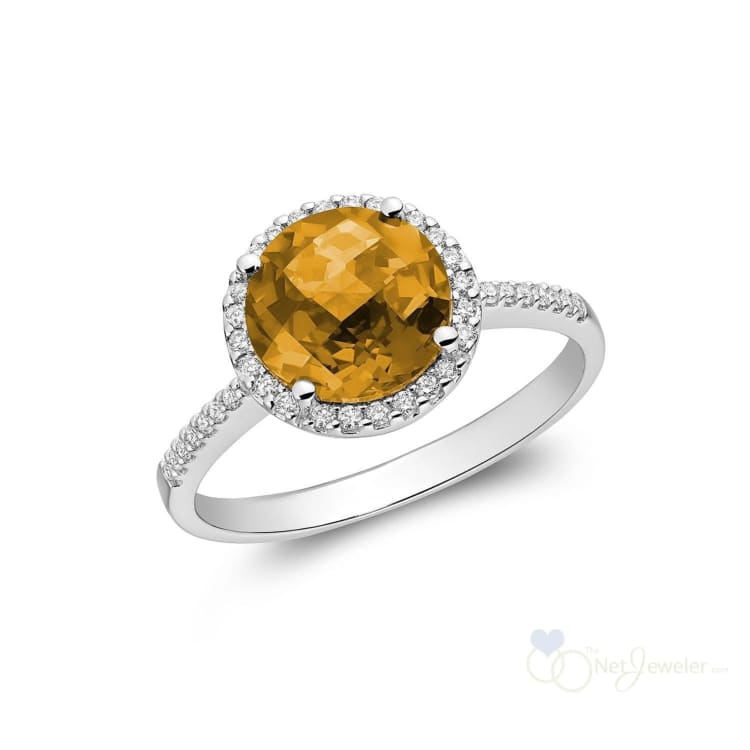 Round Citrine & Diamond Halo Ring-RNB Jewellery