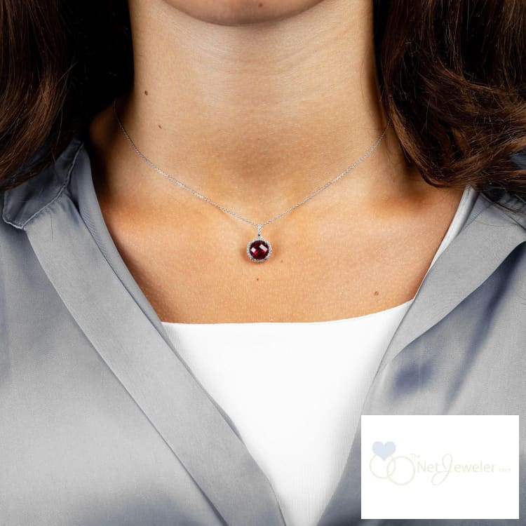 Precious Stone & Halo Diamond Pendant-RNB Jewellery