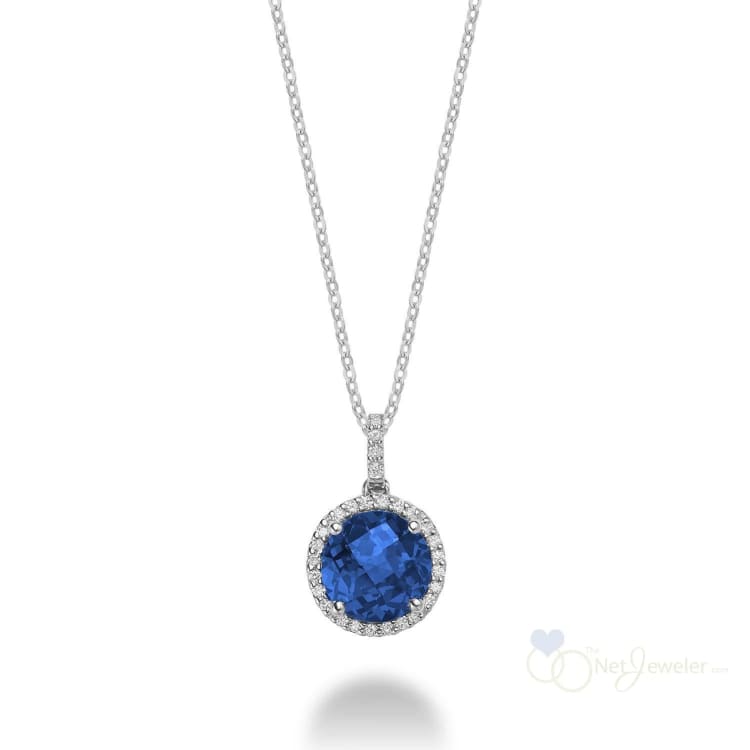 Round Colored Stone & Halo Diamond Pendant-RNB Jewellery