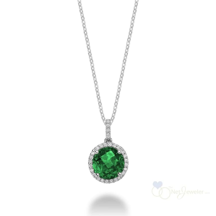 Round Colored Stone & Halo Diamond Pendant-RNB Jewellery
