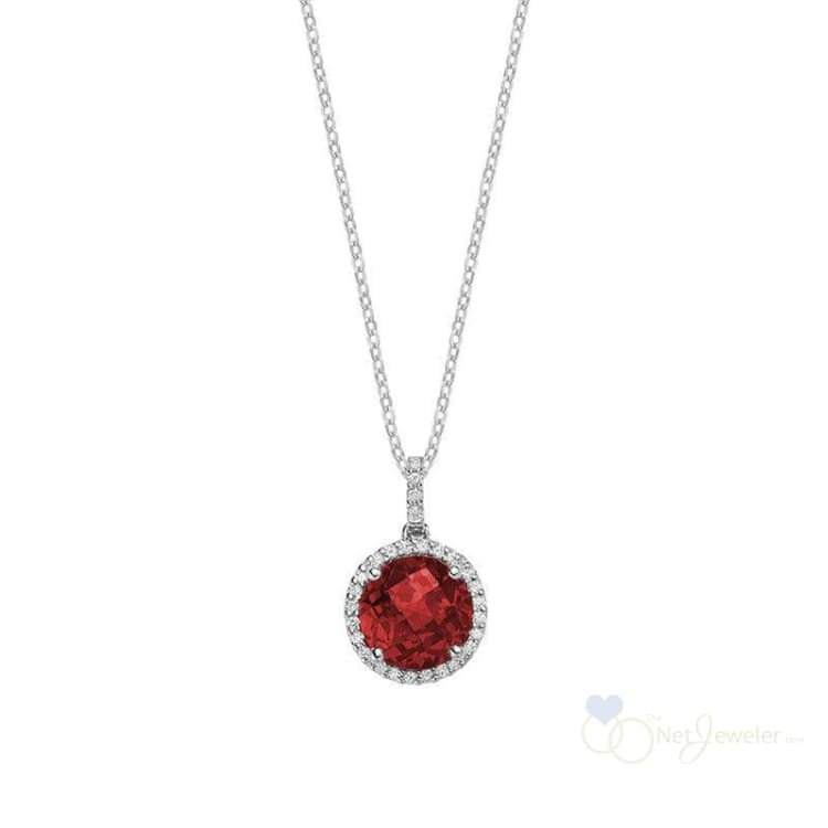 Round Colored Stone & Halo Diamond Pendant-RNB Jewellery