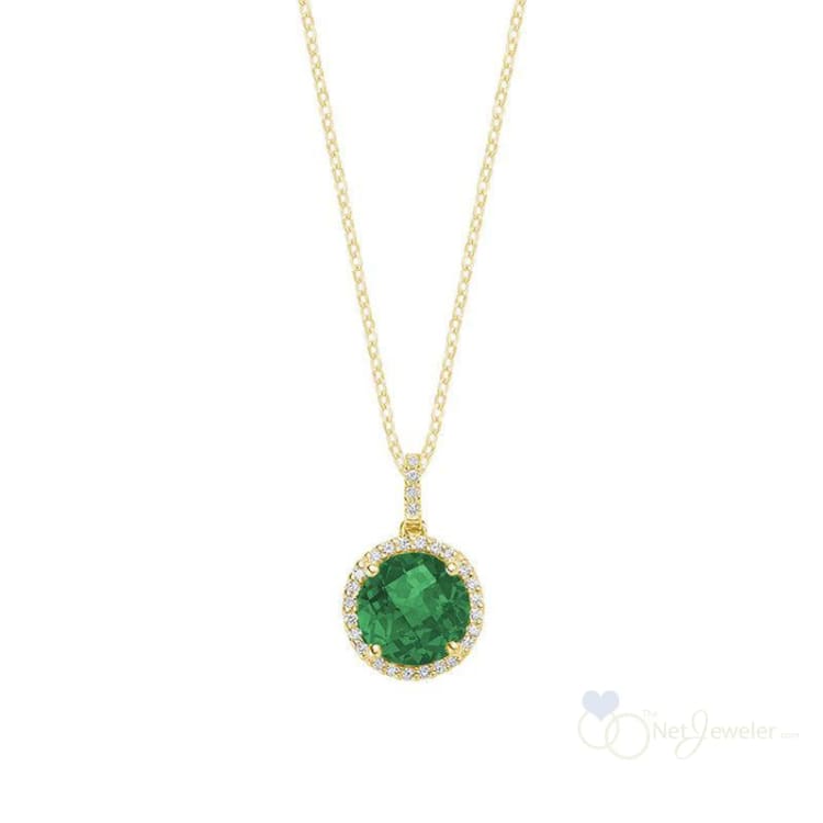 Round Colored Stone & Halo Diamond Pendant-RNB Jewellery
