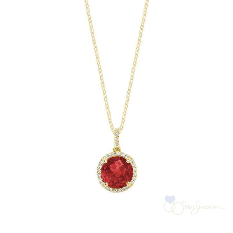 Round Colored Stone & Halo Diamond Pendant-RNB Jewellery