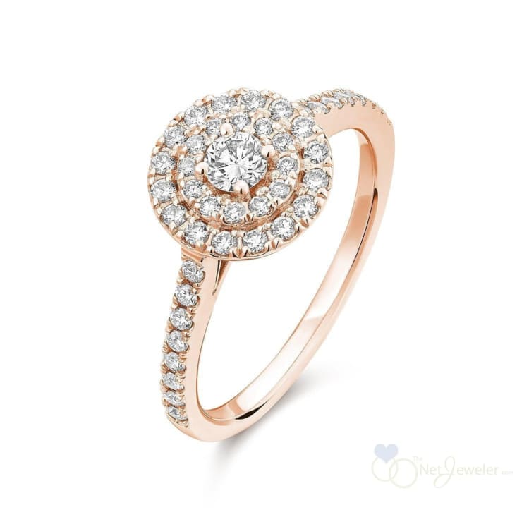 Round Double Halo Diamond Engagement Ring-RNB Jewellery