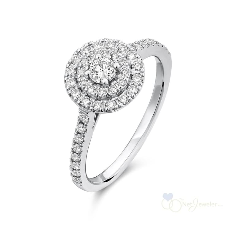Round Double Halo Diamond Engagement Ring-RNB Jewellery
