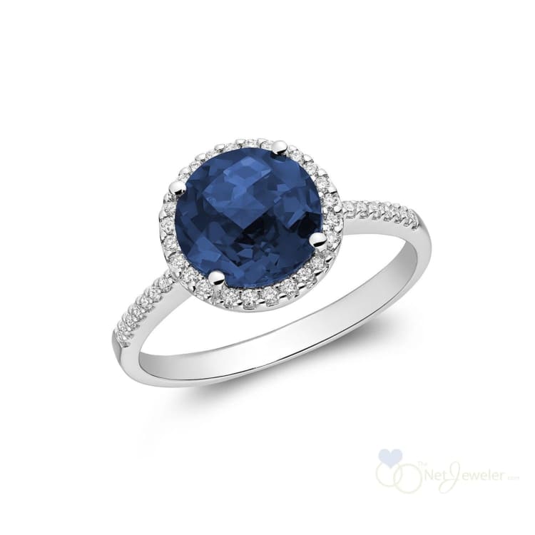 Round Precious Stone & Diamond Halo Ring-RNB Jewellery