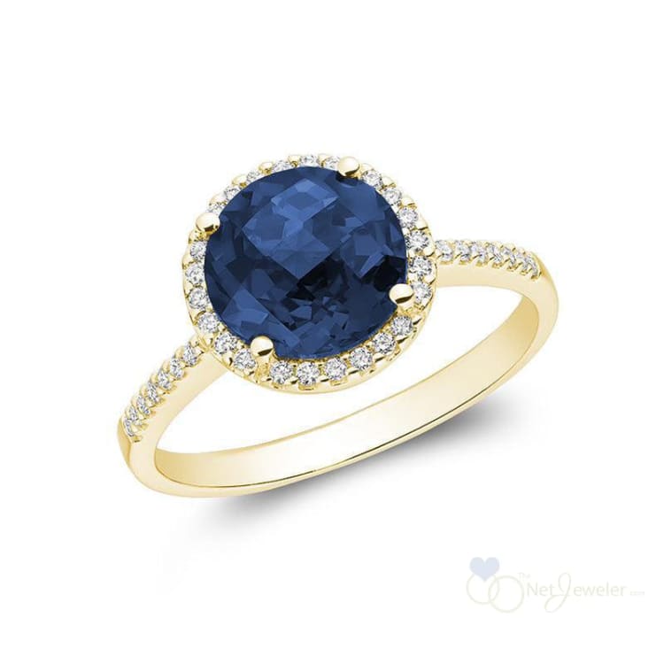 Round Precious Stone & Diamond Halo Ring-RNB Jewellery
