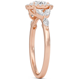 1 CT Lab Grown Diamond Round Halo Leaf Ring - Thenetjeweler