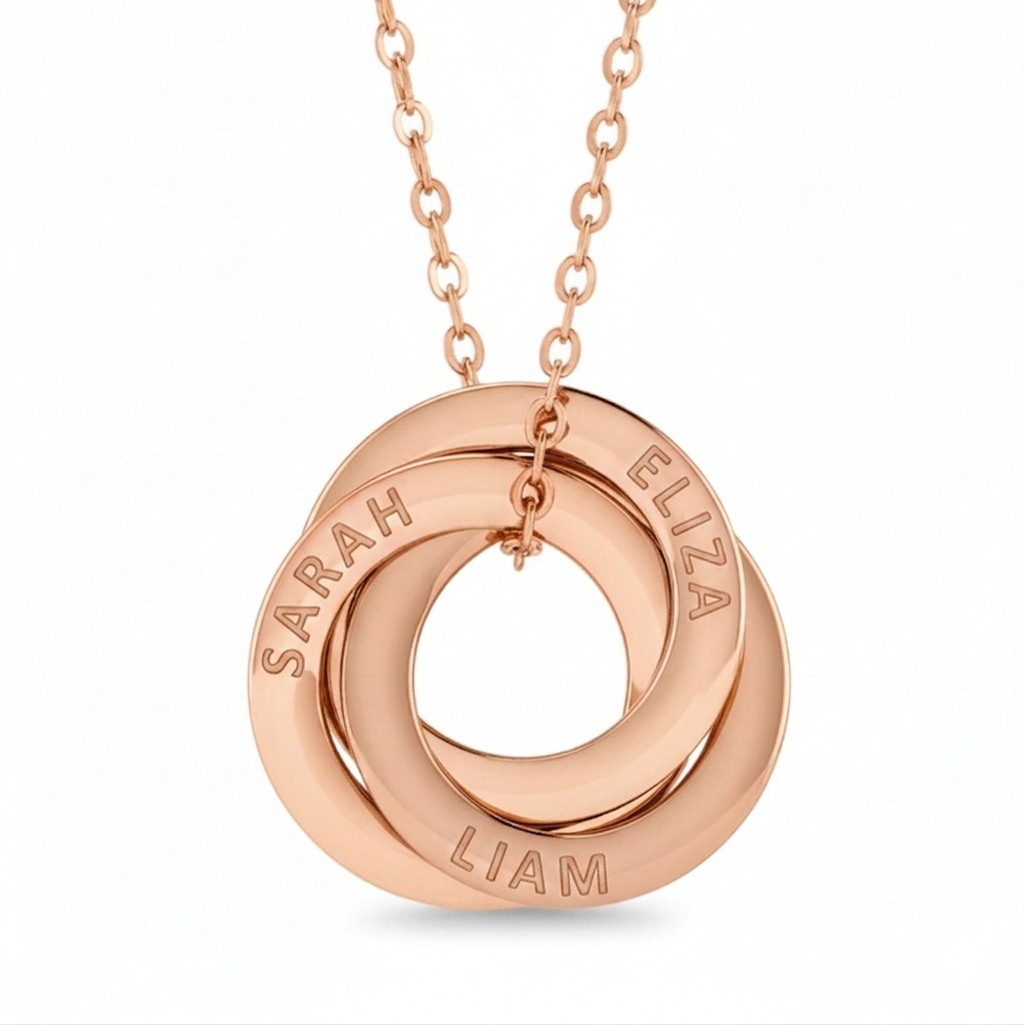 Personalised Russian Ring Necklace 14K Gold
