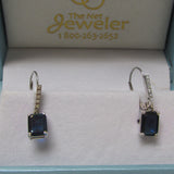 Emerald Cut Sapphire and Diamond Earrings - Thenetjeweler by Importex