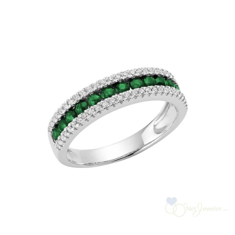 Semi Eternity Precious Stone & Diamond Ring-RNB Jewellery