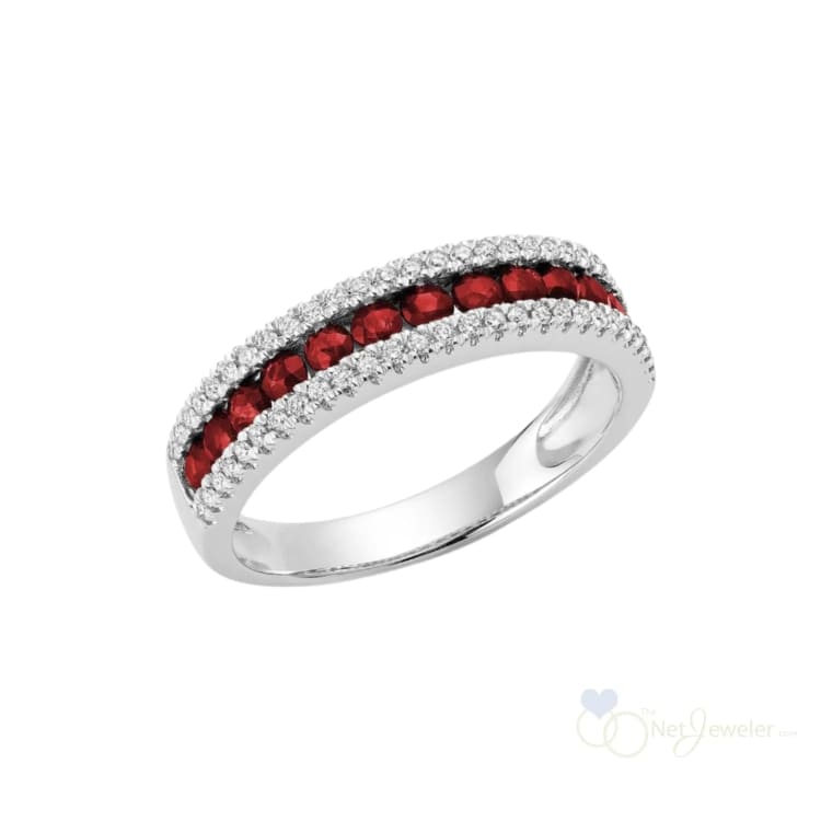 Semi Eternity Precious Stone & Diamond Ring-RNB Jewellery