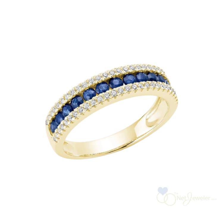 Semi Eternity Precious Stone & Diamond Ring-RNB Jewellery