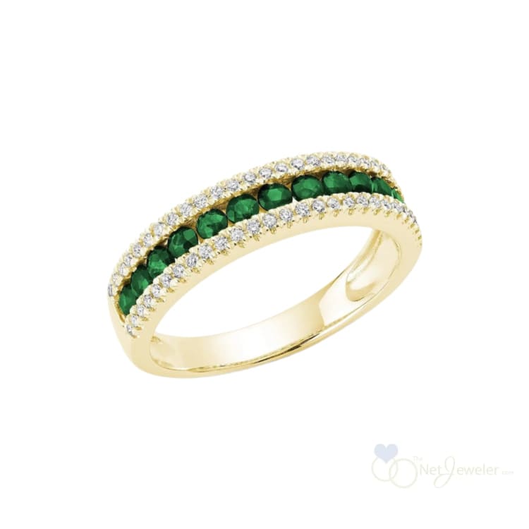 Semi Eternity Precious Stone & Diamond Ring-