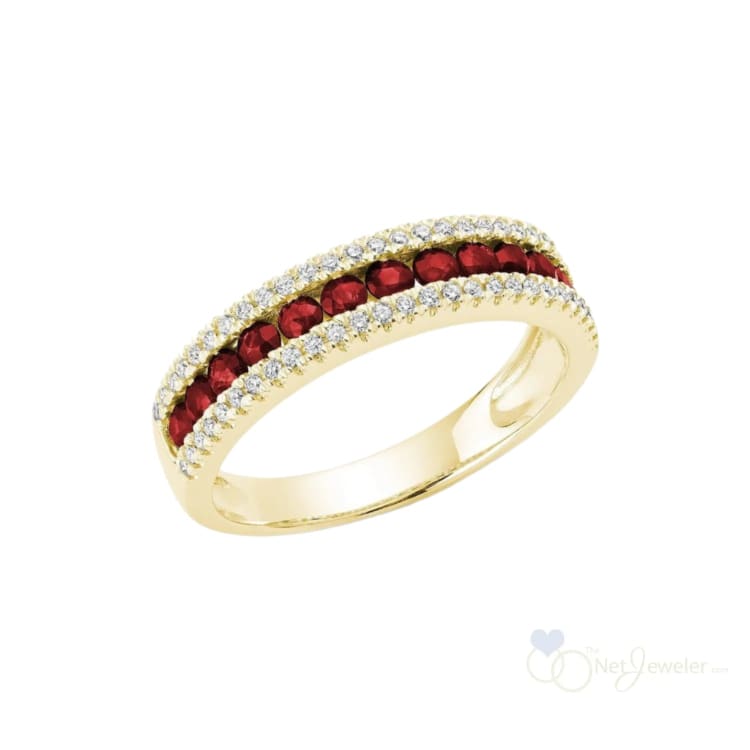 Semi Eternity Precious Stone & Diamond Ring-RNB Jewellery