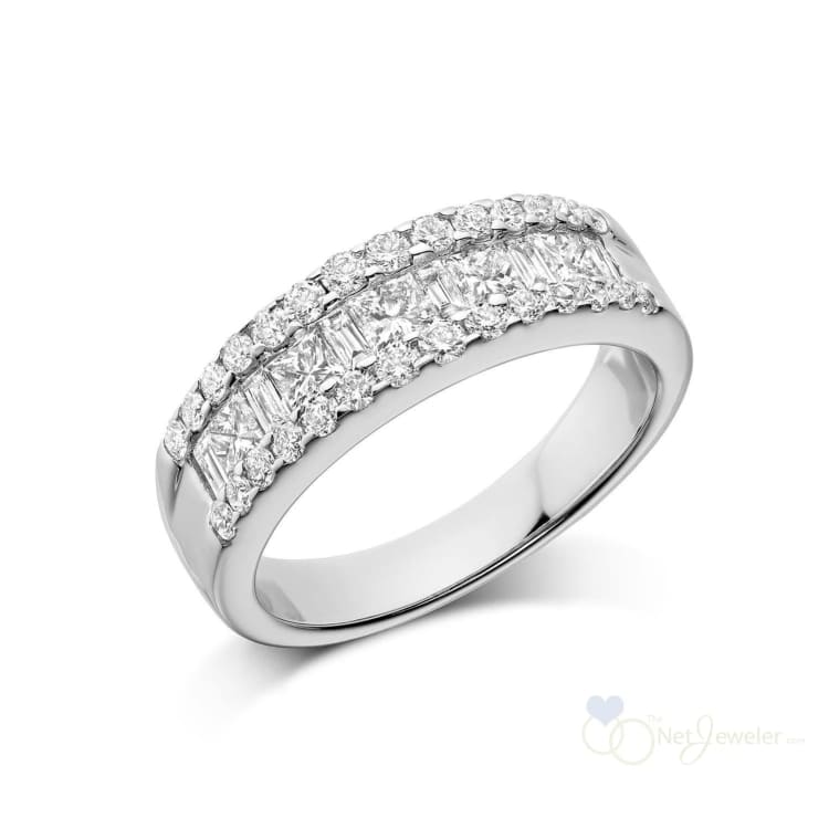 Semi Eternity Princess Cut, Baguette & Round Diamond Band-RNB Jewellery