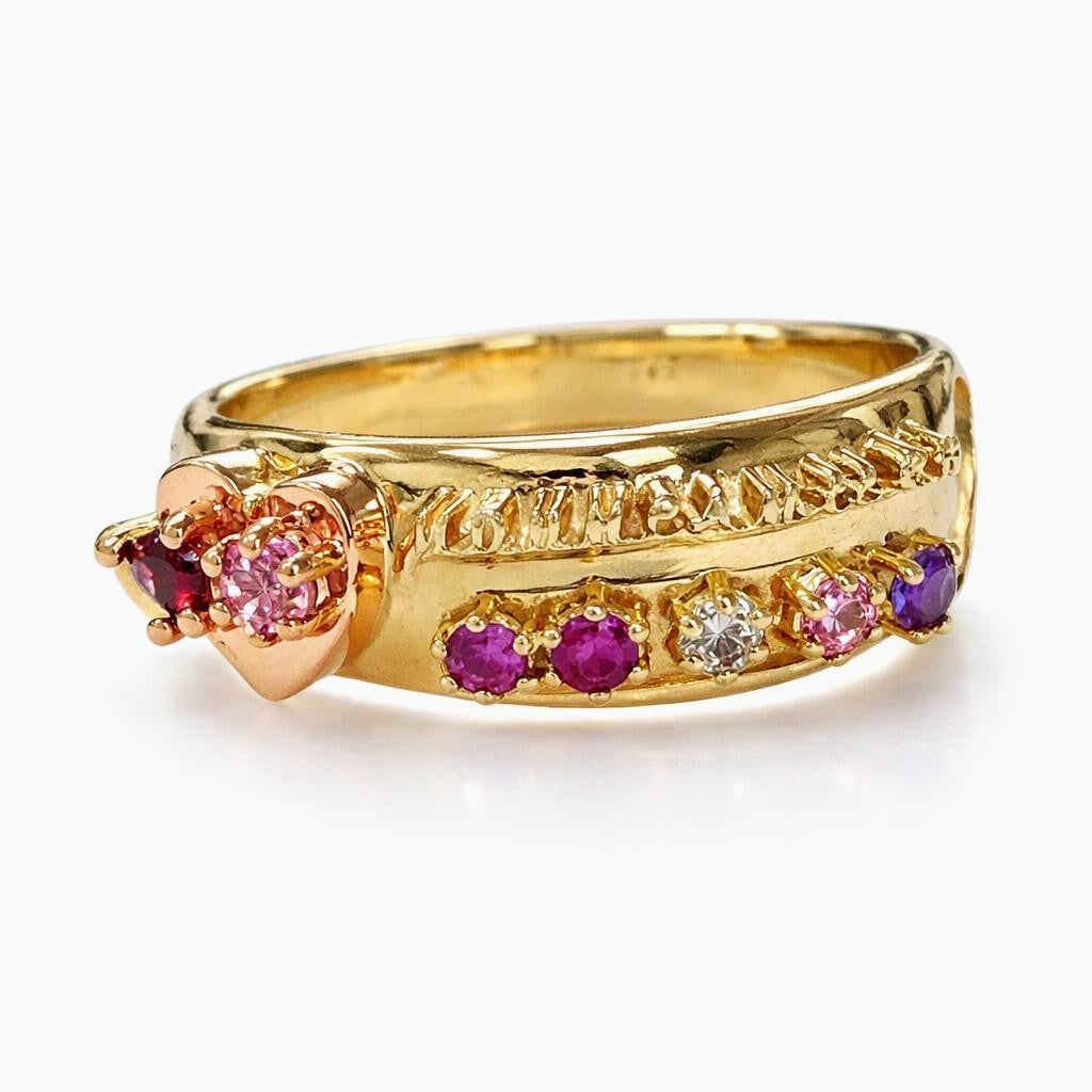 10k Yellow Gold Custom Mother’s Birthstone Heart Ring