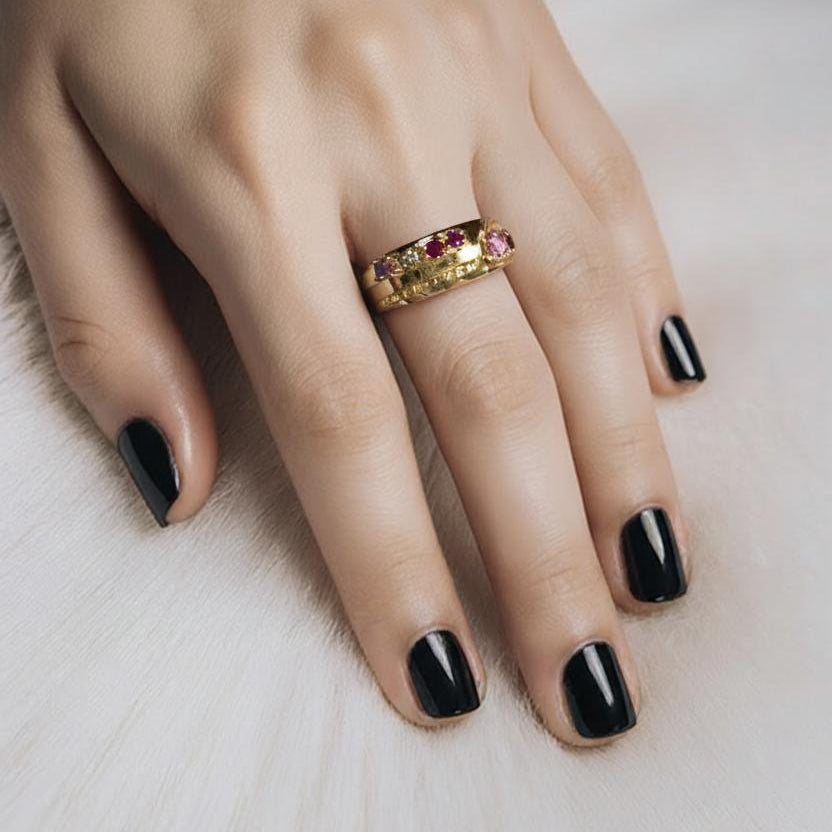 10k Yellow Gold Custom Mother’s Birthstone Heart Ring - Thenetjeweler