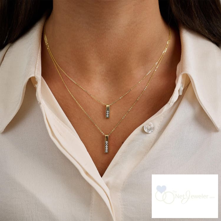 Medium Bar Illusion Diamond Pendant-RNB Jewellery