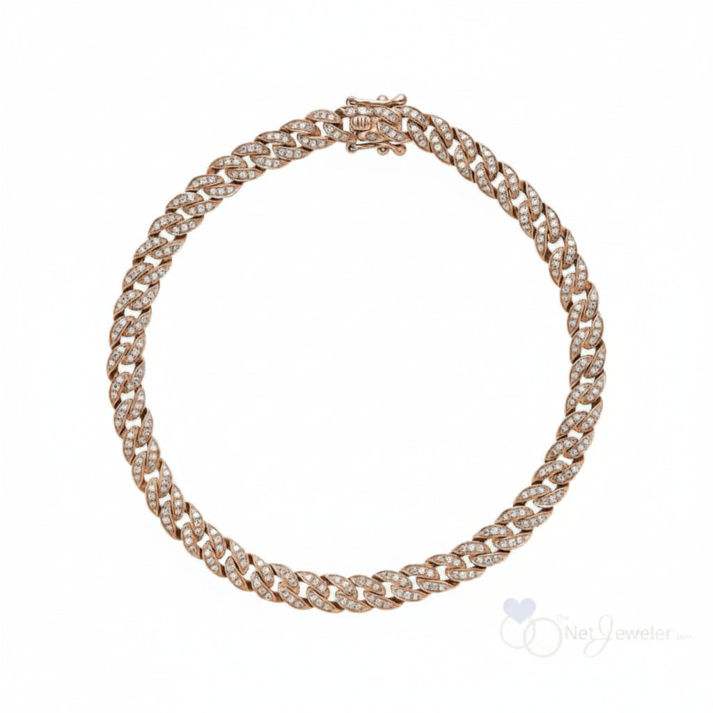 Small Diamond Cuban Link Bracelet-The Net Jeweler