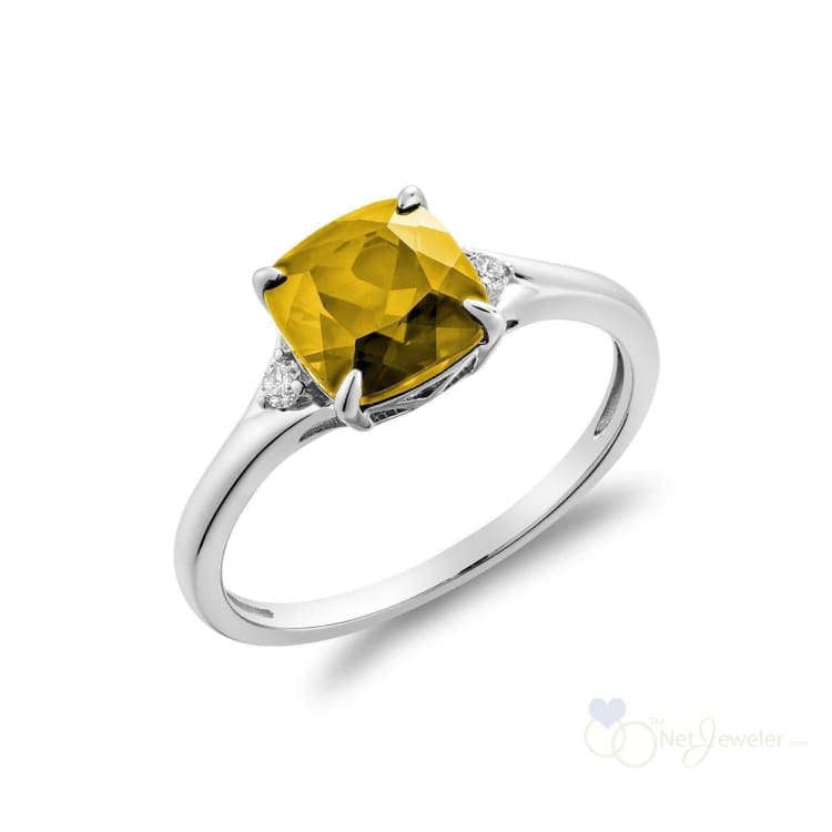 Solitaire Cushion Cut Gemstone & Diamond Ring-RNB Jewellery