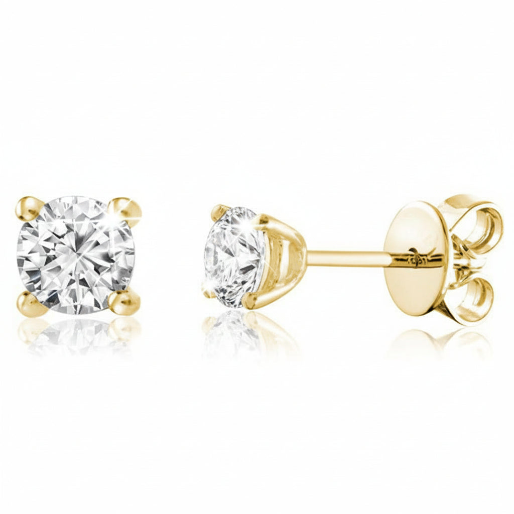 Solitaire Diamond Stud Earrings-The Net Jeweler