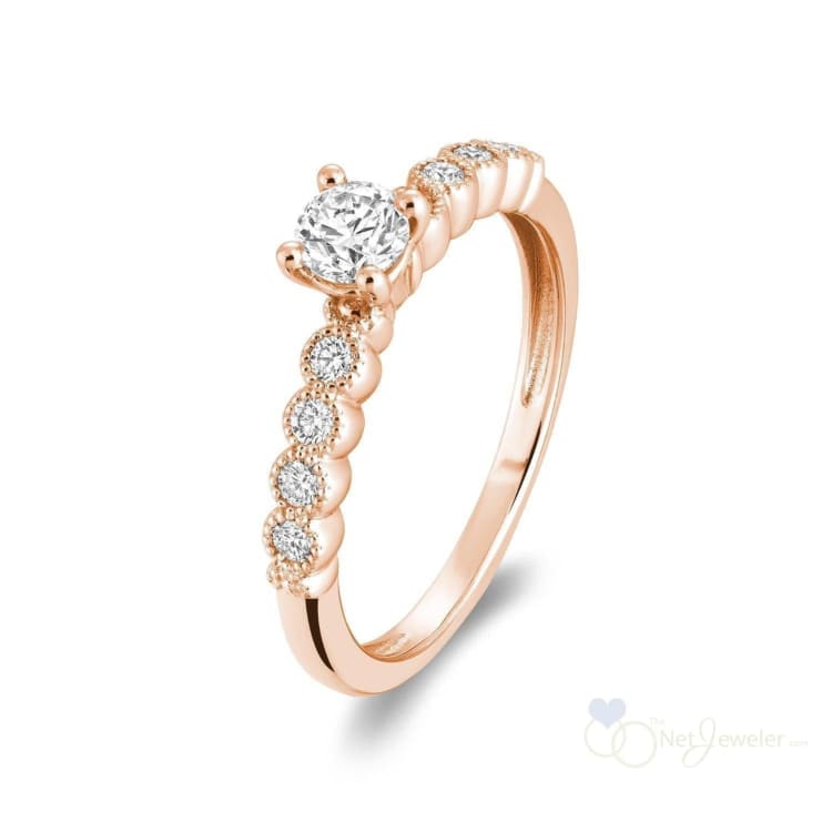Solitaire Milgrain Diamond Engagement Ring-RNB Jewellery